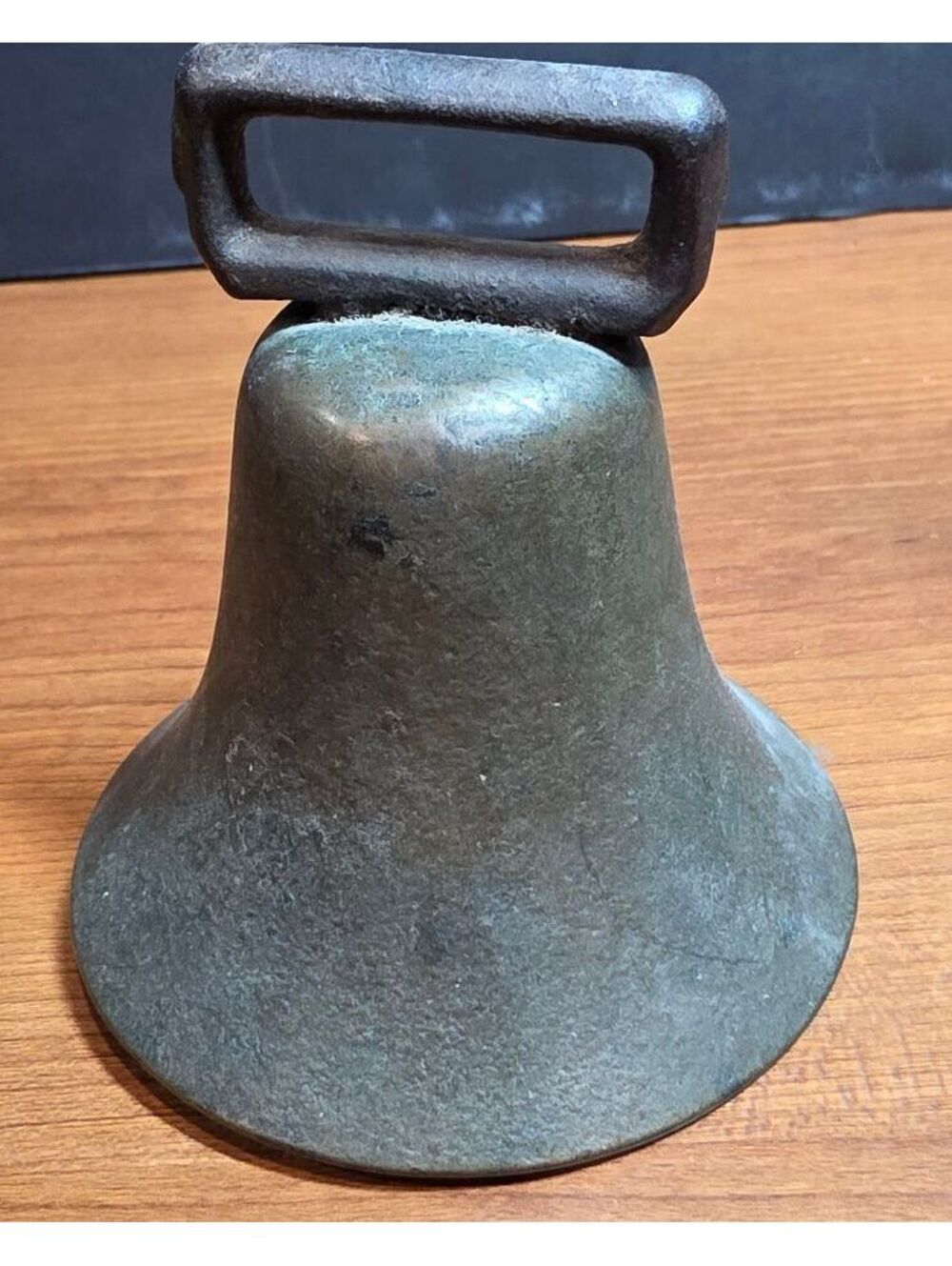 Antique Hand-Forged Bronze Cow Bell – 4" Tall, Working Clapper, Family Heirloom